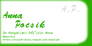 anna pocsik business card